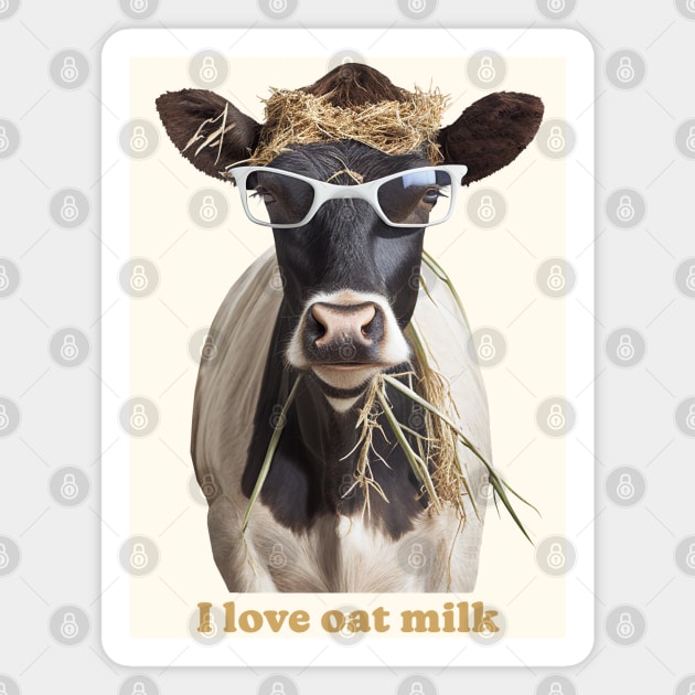 Plant Based Dairy Cow with Glasses Funny Animals for Men, Women, Kids Magnet by Pine Hill Goods